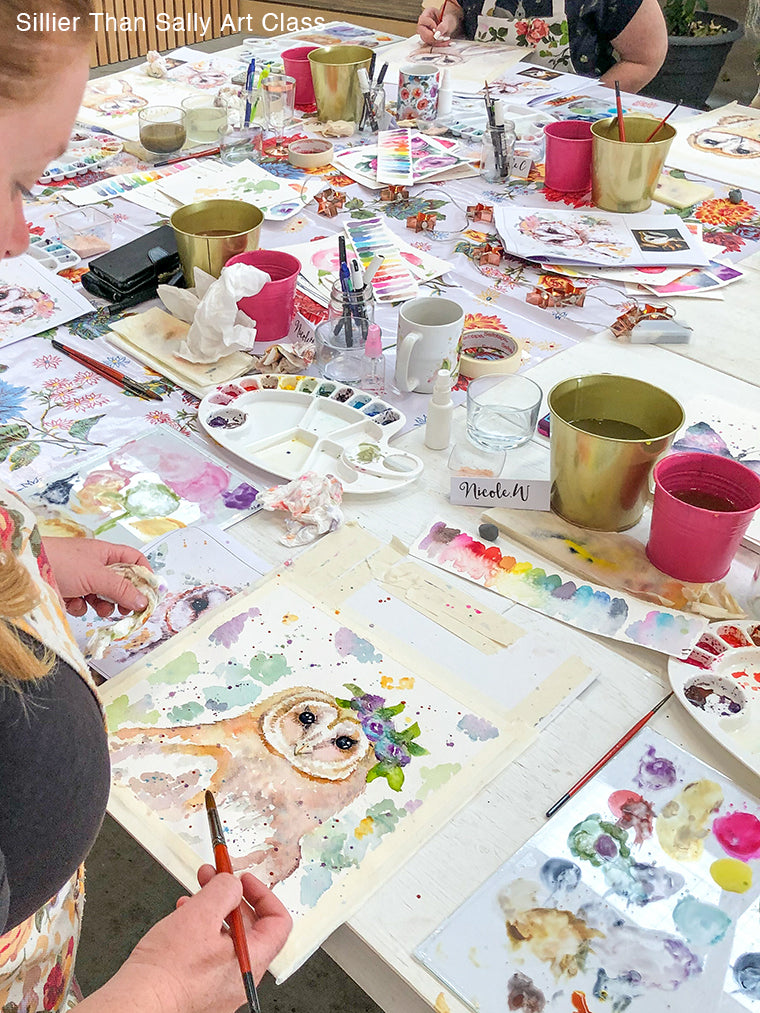 Water Colour Flamingo Art Class