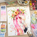 Water Colour Flamingo Art Class