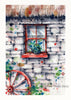 irish farmhouse red window watercolour painting