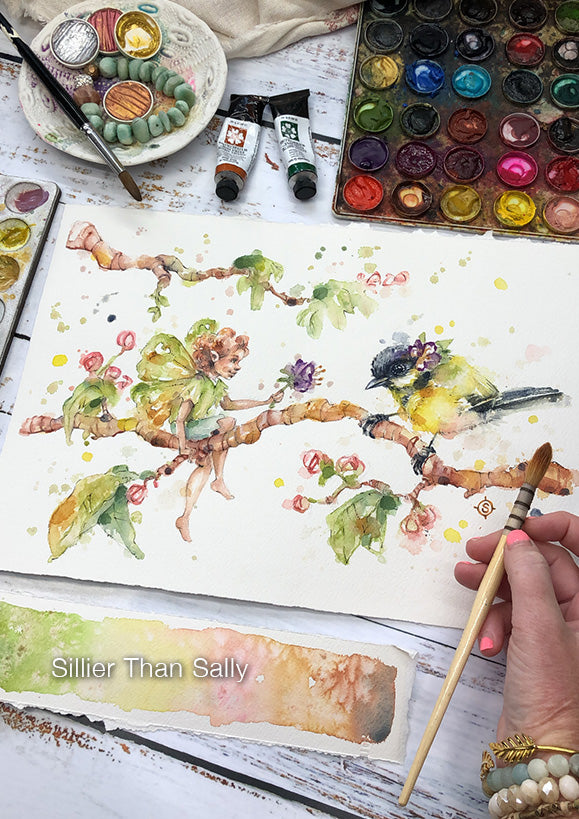 "Sweet Tree Fairy & Bird" Original Painting