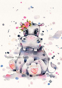 Sweet Miss Hippo Art Print